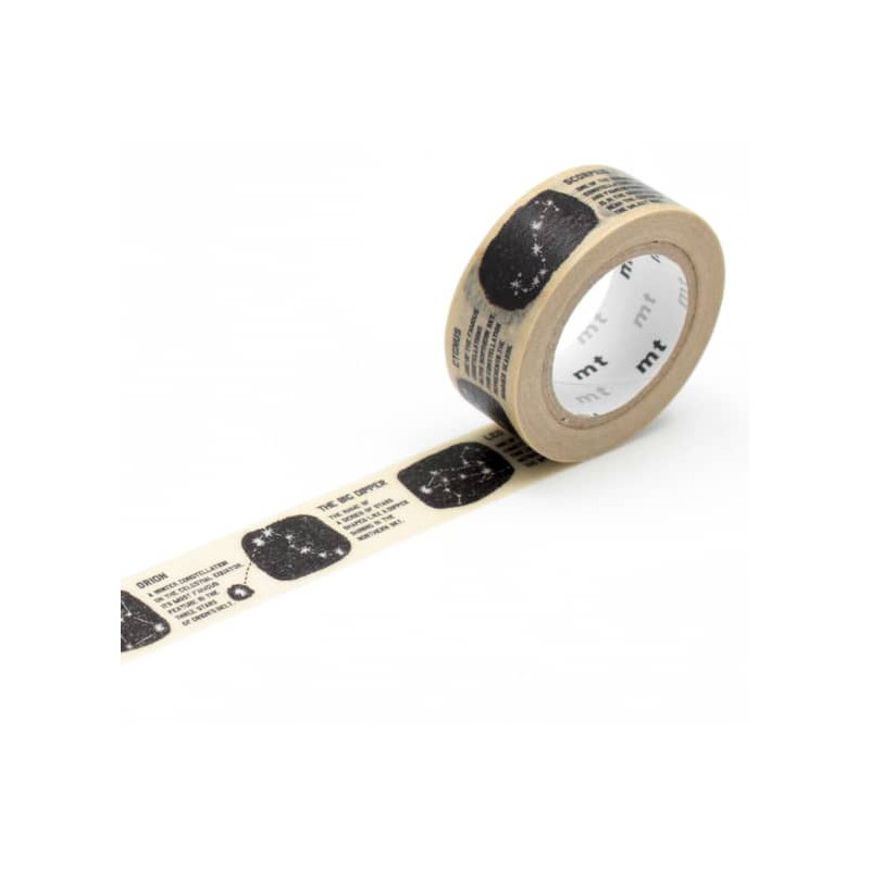 Rouleau de Washi Tape Japonais avec pour motifs les Constellations et leurs noms