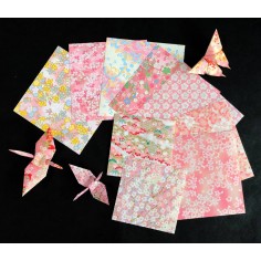 Papiers Origami - Yuzen Rose- Motifs traditionnels Japonais - Rose - Autres