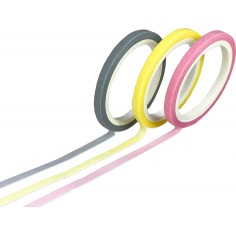 3 Rouleaux de Washi Tape Japonais fins avec des couleurs unies pour vos rendez vous. Déroulé