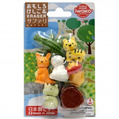 Lot de Gommes Animaux - Iwako - Gomme japonaise - Blister